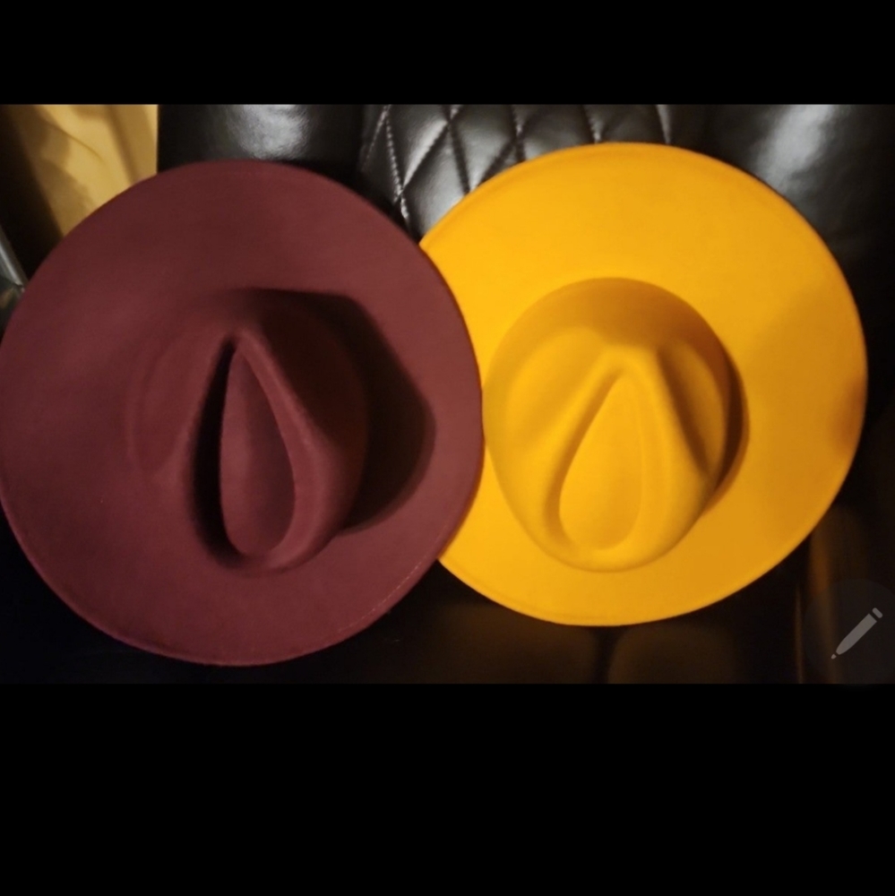 Hat polyester mustard or burgundy